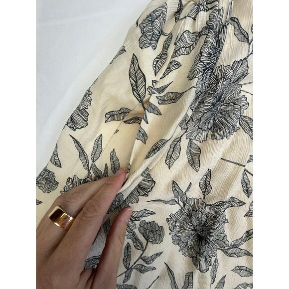 Abercrombie & Fitch Floral Tie-Strap Midi Dress Ivory Black Size S - Picture 16 of 16